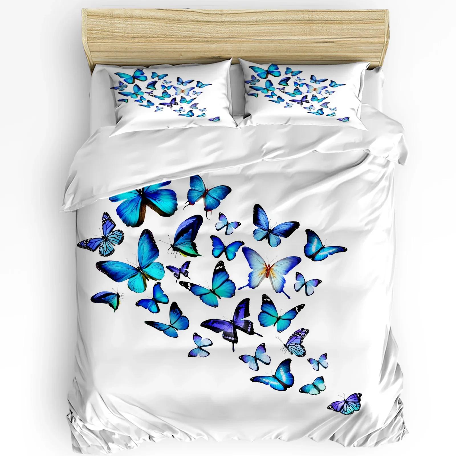 Blue Animal Butterfly Flower Butterfly Duvet Cover Bed Bedding Set Home Quilt Cover Pillowcases Bedroom Bedding Set